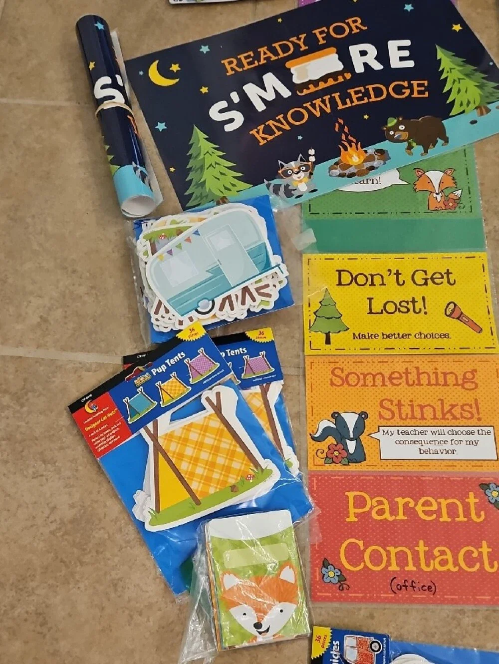 Classroom Camp Theme Decor: Behavior Chart, Rules, Birthday Display, Etc